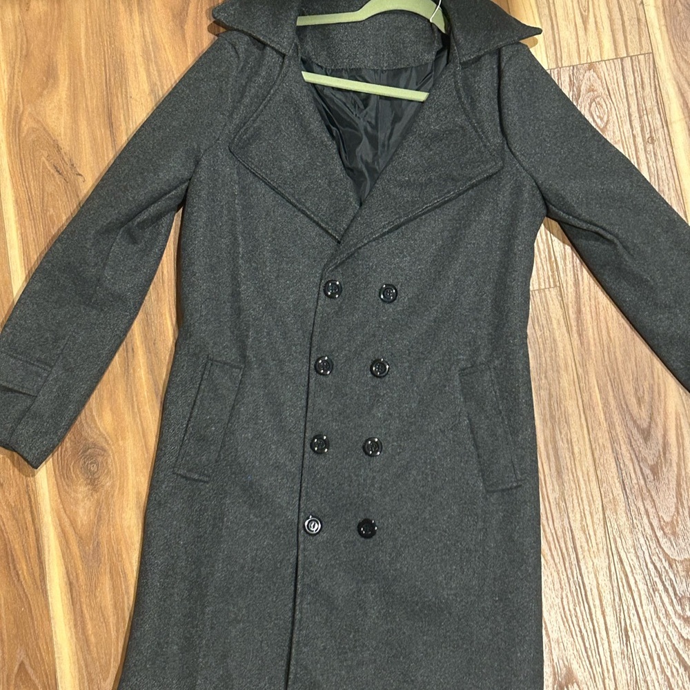 Boutique style Men’s Wool Blend Stylish Double-Breasted Gray Coat size large